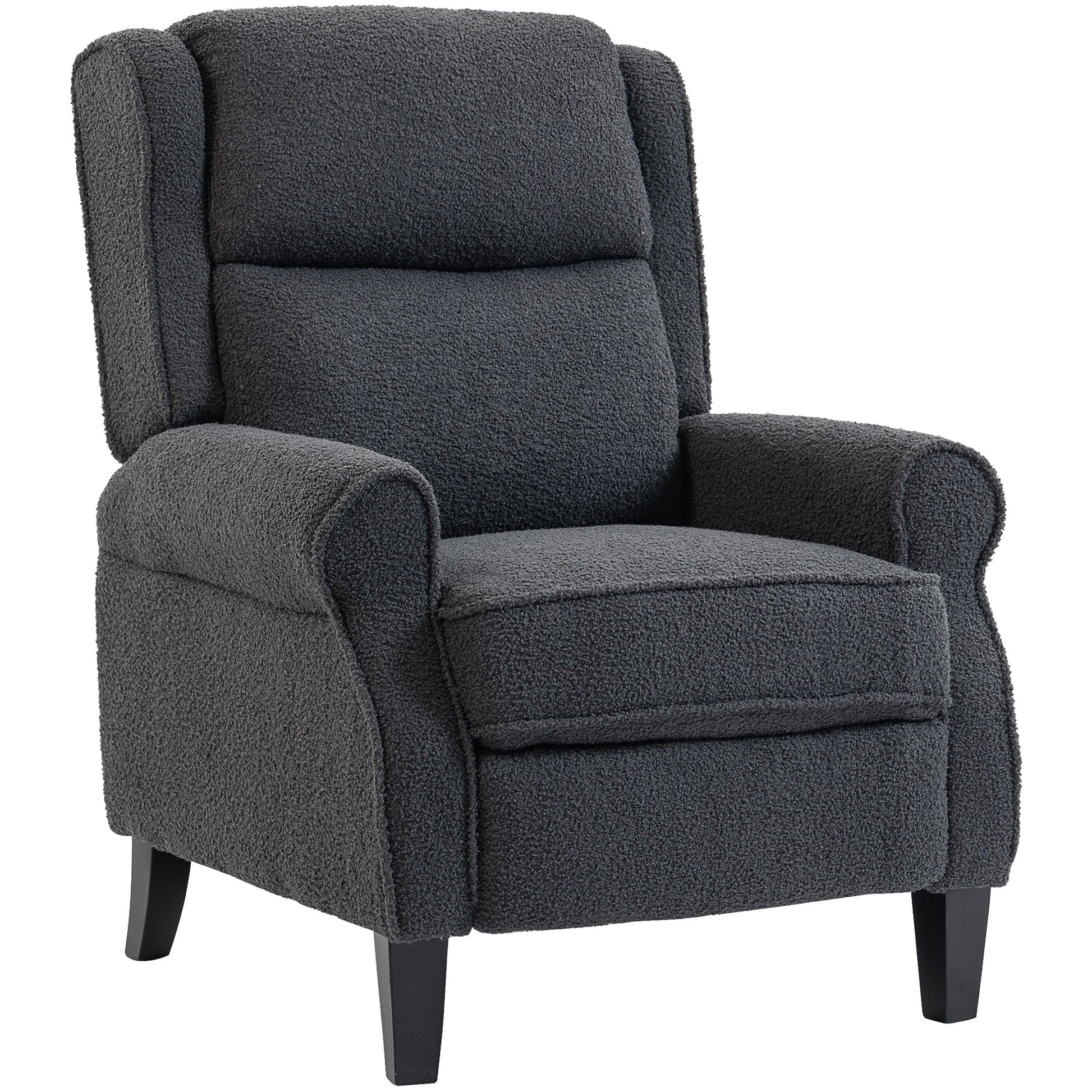132° Recliner Armchair, with Extended Footrest - Dark Grey