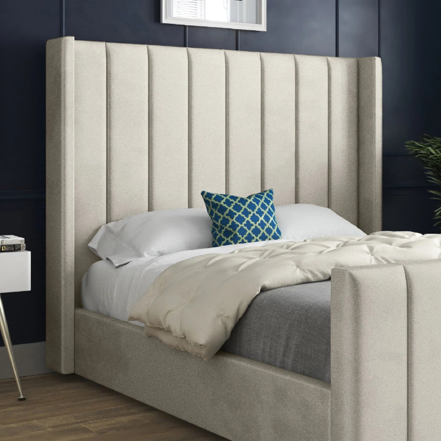 Albert Straight Winged Upholstered Bed Frame