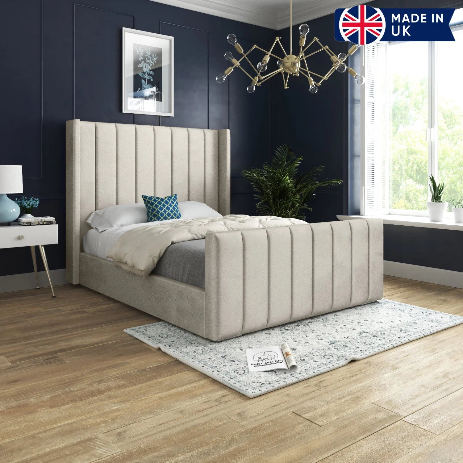 Albert Straight Winged Upholstered Bed Frame
