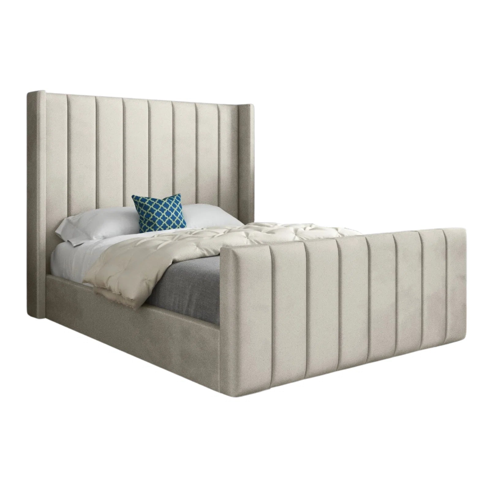 Albert Straight Winged Upholstered Bed Frame
