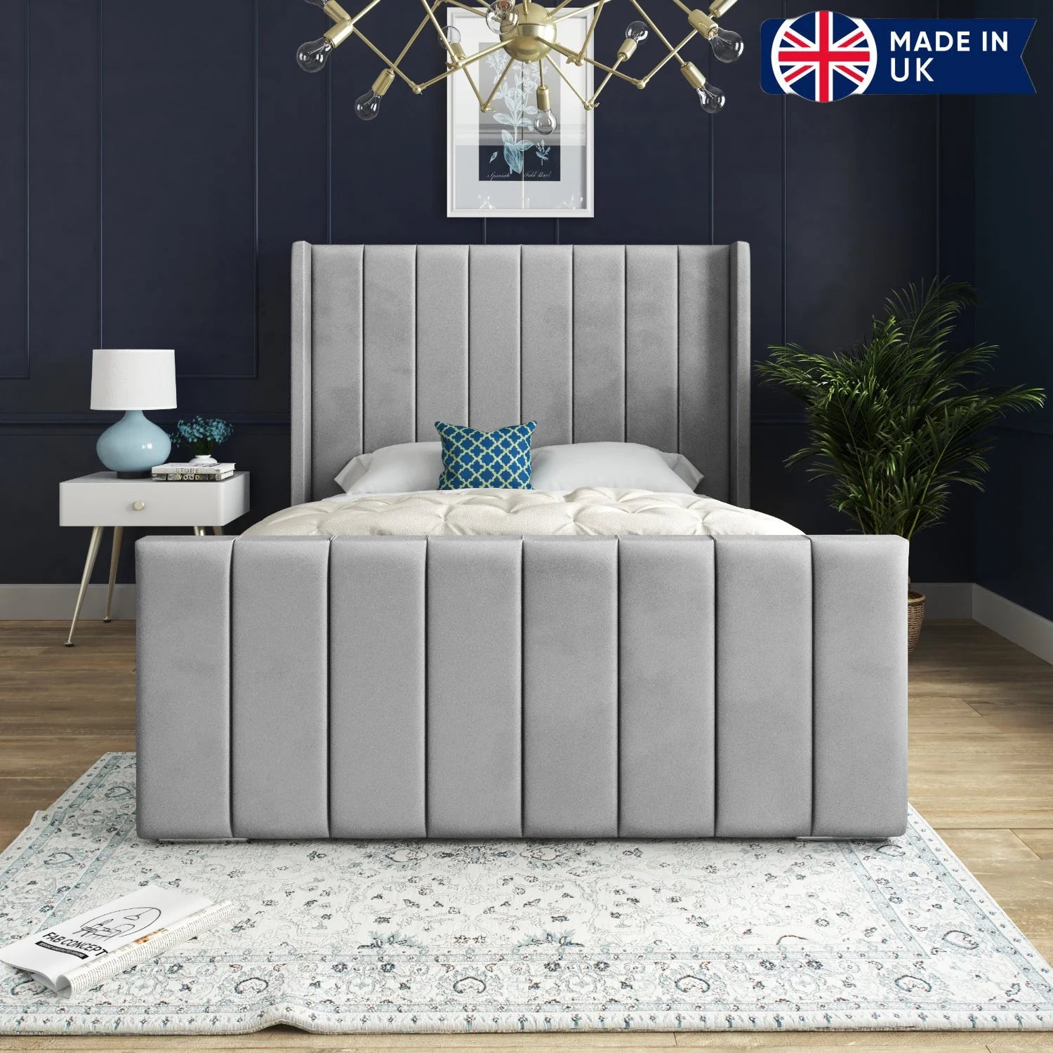 Albert Straight Winged Upholstered Bed Frame