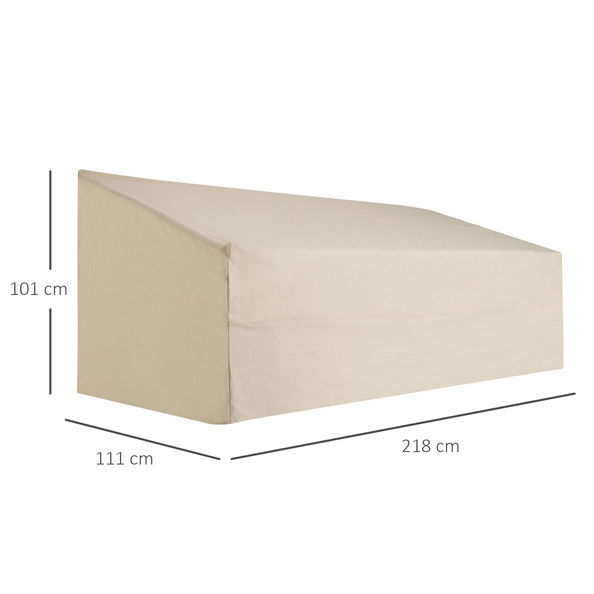 600D Oxford Cloth Furniture Cover, 3 Seater Sofa Protector for Garden Patio, Outdoor, Waterproof, Beige, 218 x 111 x 63-101 cm
