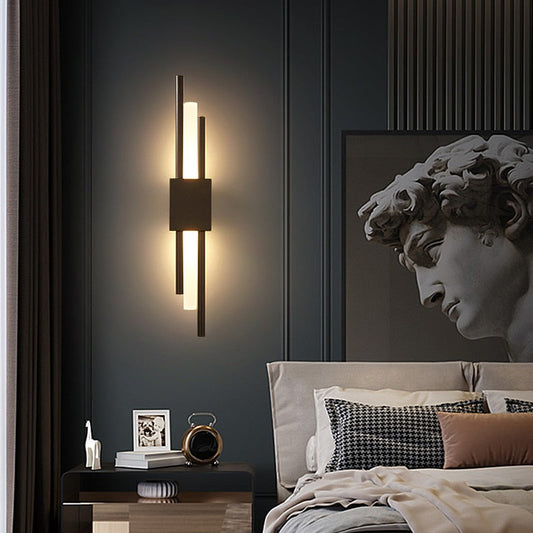 Emporium LED Wall Lamp Black Gold Warm Light Hard Wired Modern