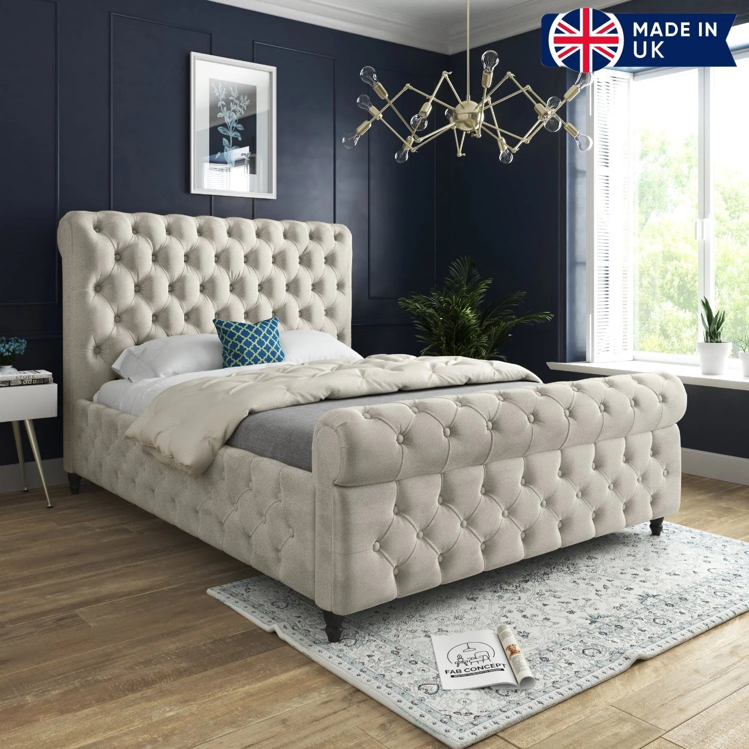 Windsor Sleigh Upholstered Bed Frame