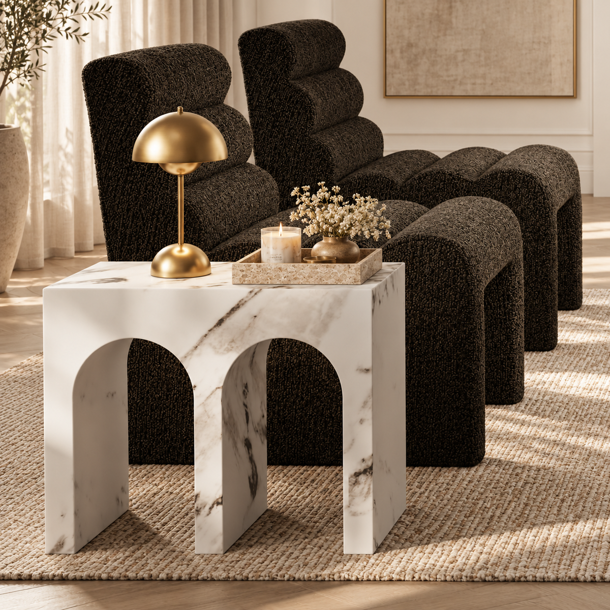 San Leo Large Arch Calacatta Side Table