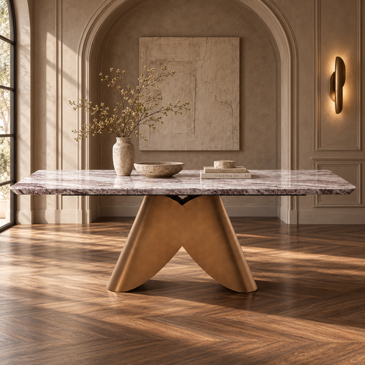 Fabio Silver White Marble Dining Table - 180cm/220cm/240cm