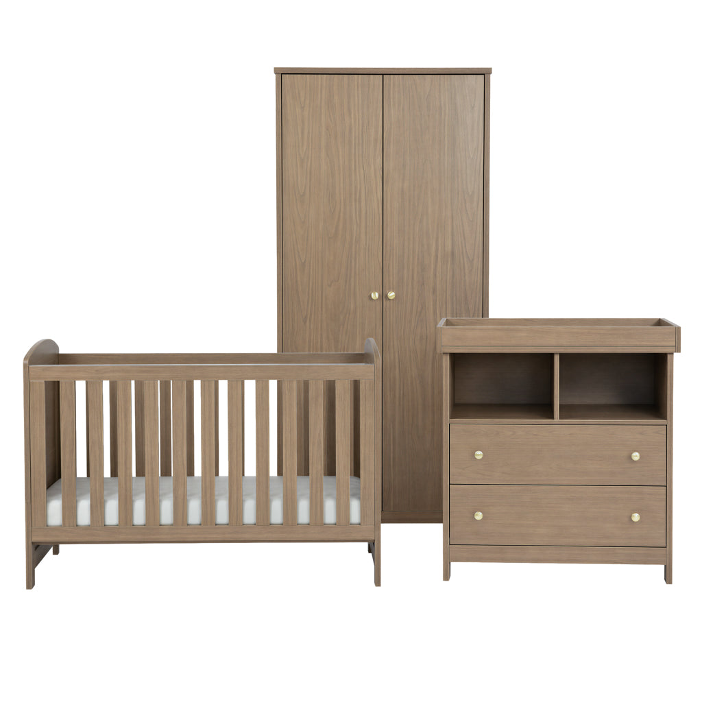 3 Piece Nursery Lullaby Luxe Walnut Bedroom Furniture Set