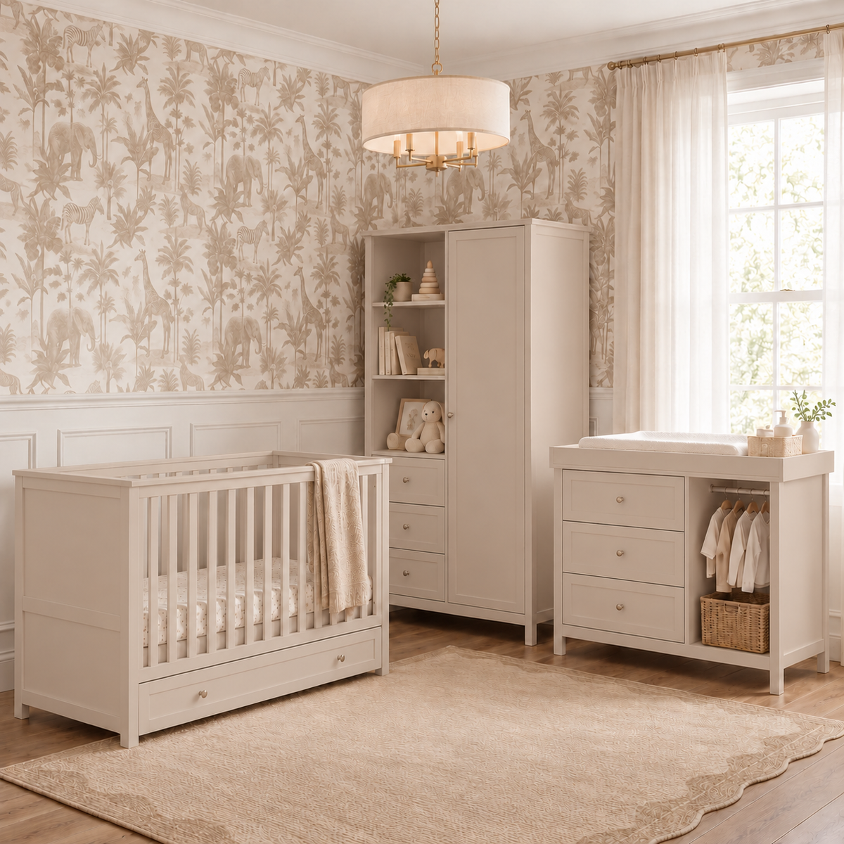 3 Piece Nursery Sleeping Meadow Cashmere Bedroom Furniture Set