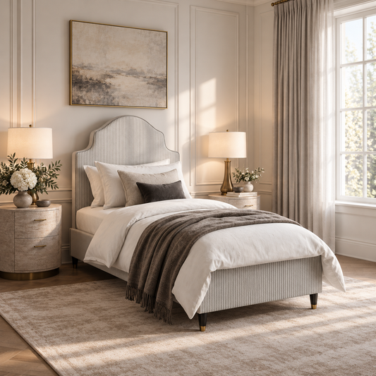 Mila Grey Linen Thin Striped Single Bed