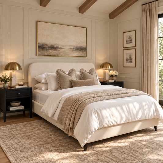 Clara Ivory Soft Bouclé Bed