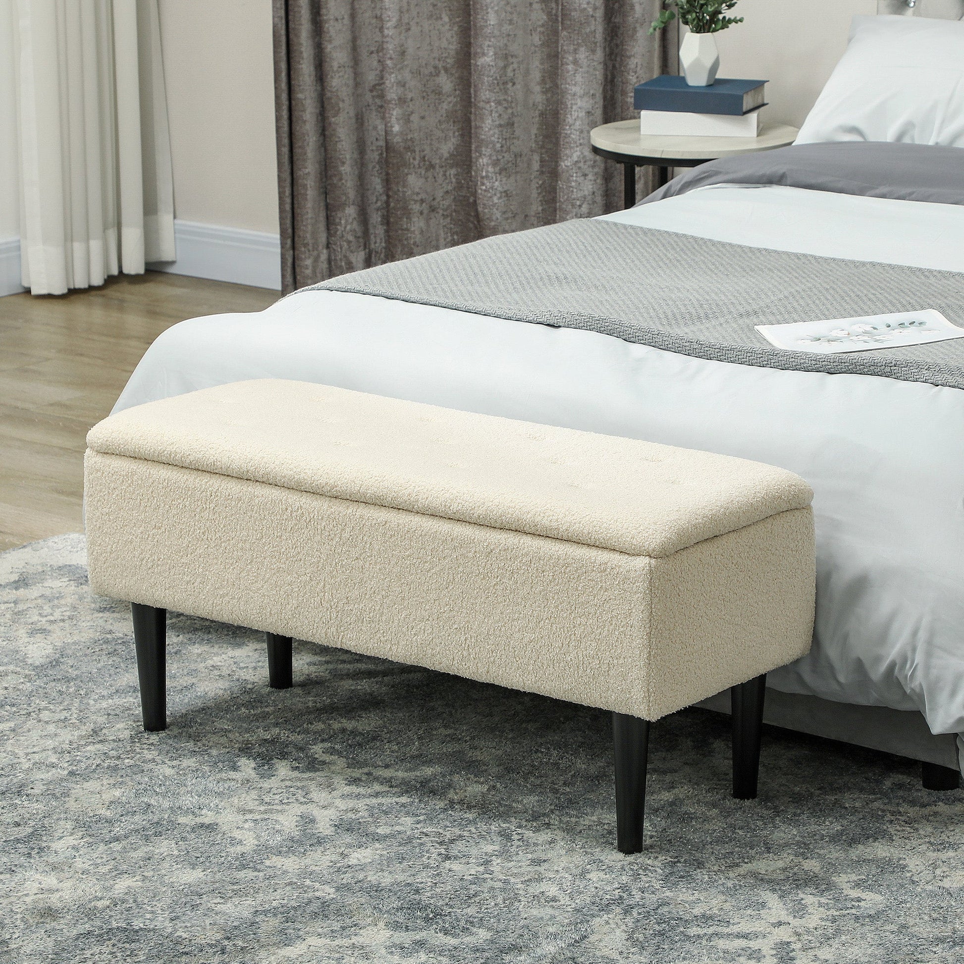 47L Teddy Fleece Storage Ottoman - Cream