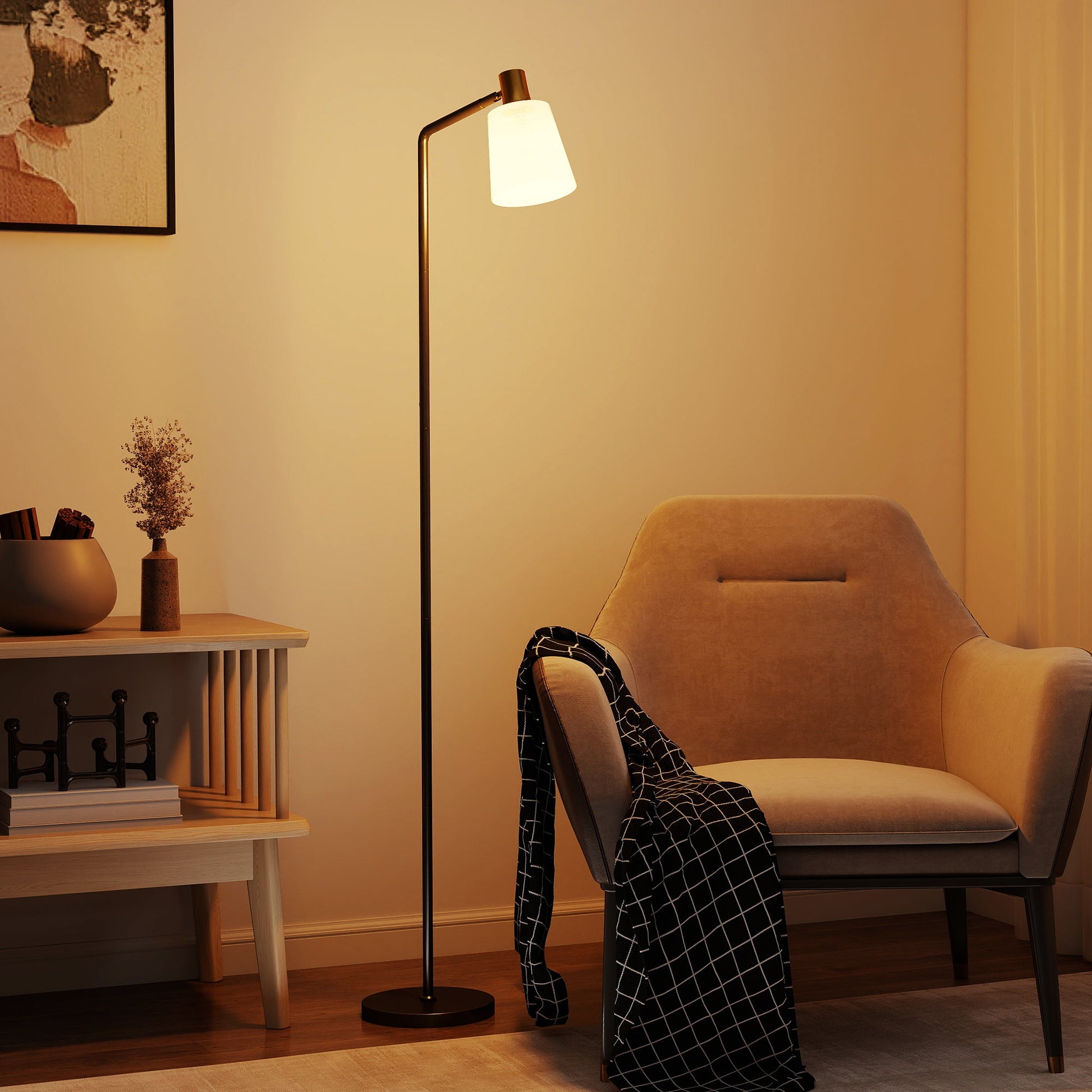 Floor Lamp with 350° Rotatable Head, Modern Standing Lamp with 3000K/4000K/6500K Colour Temperatures for Living Room Bedroom Office, Black
