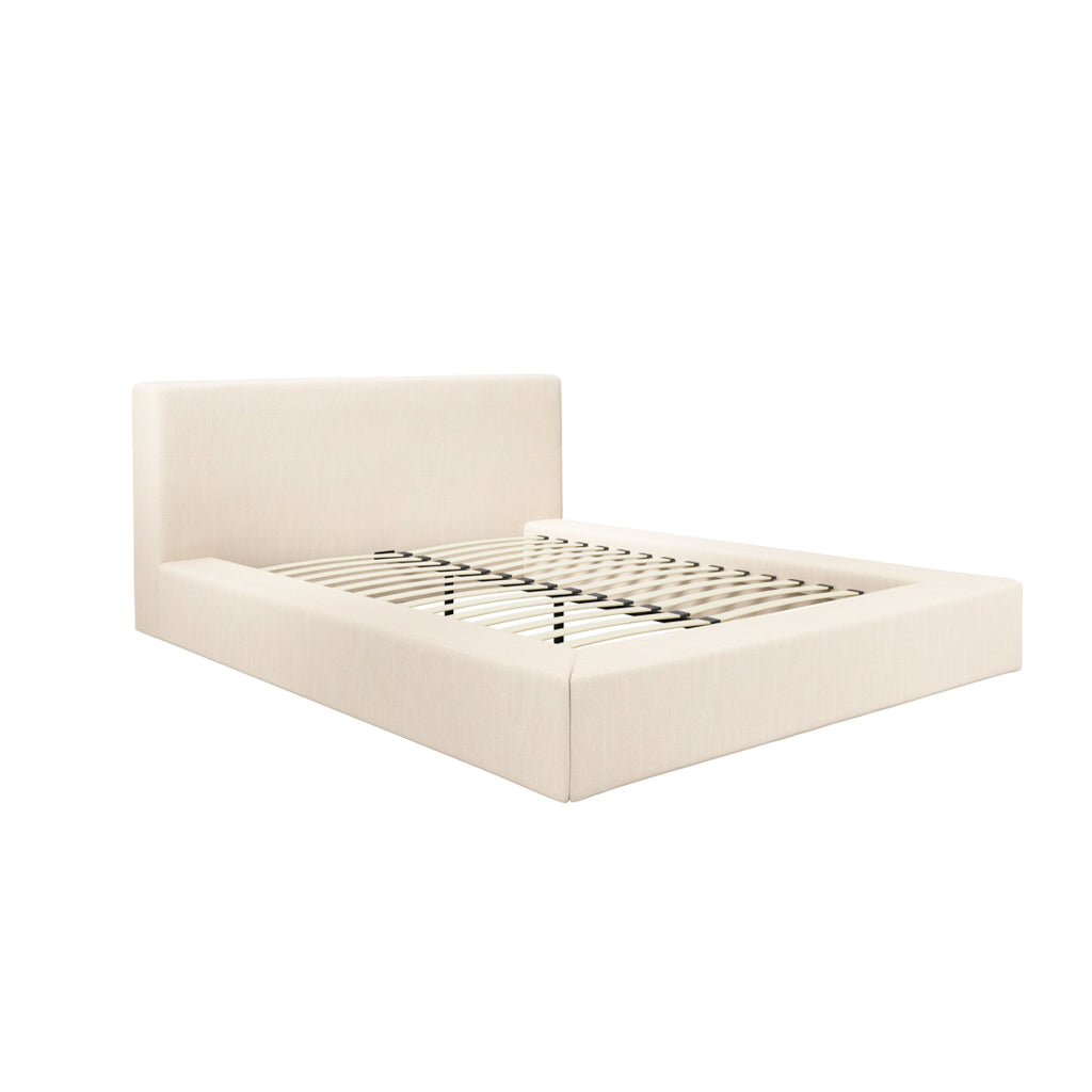 Simone Horizon White Clay Twill Fabric Bed