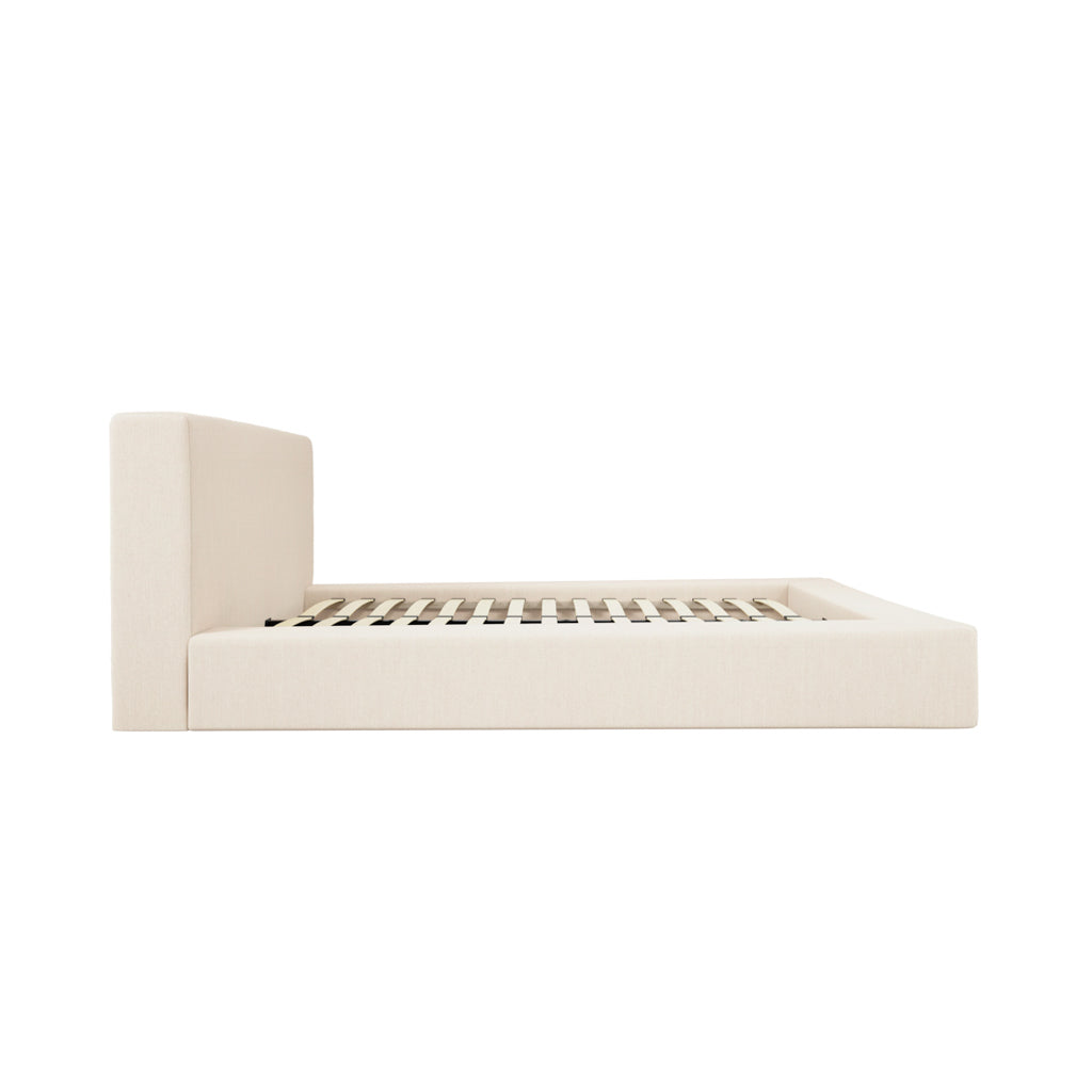 Simone Horizon White Clay Twill Fabric Bed