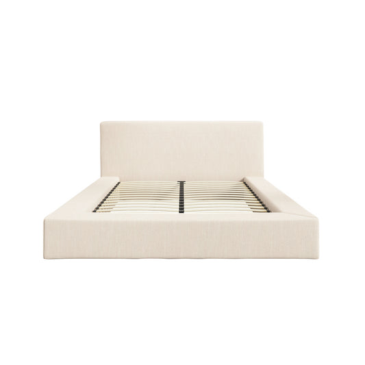 Simone Horizon White Clay Twill Fabric Bed