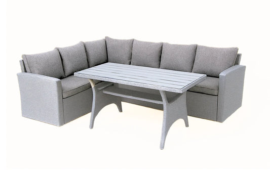 Stockholm 6 Seater Grey Rattan Garden Corner Dining Set