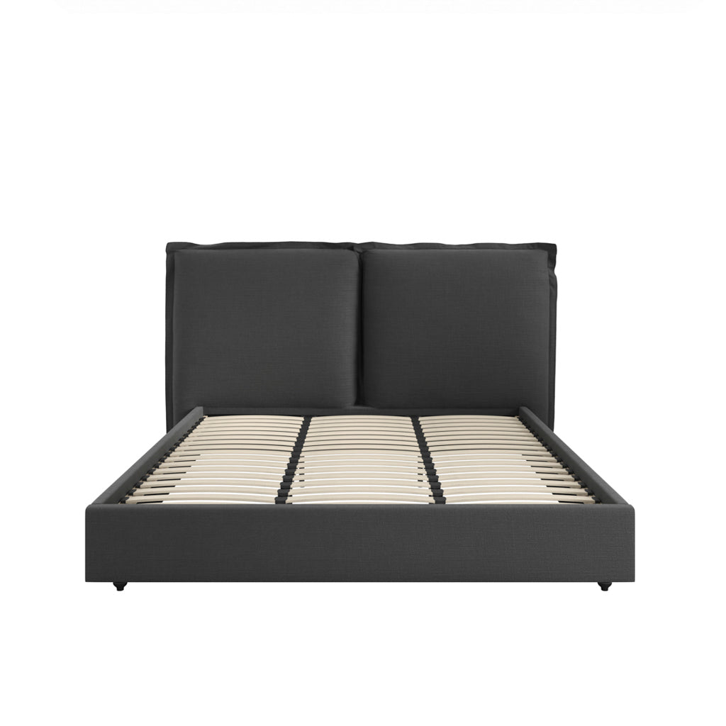 Camille Pillow Grey Linen Bed