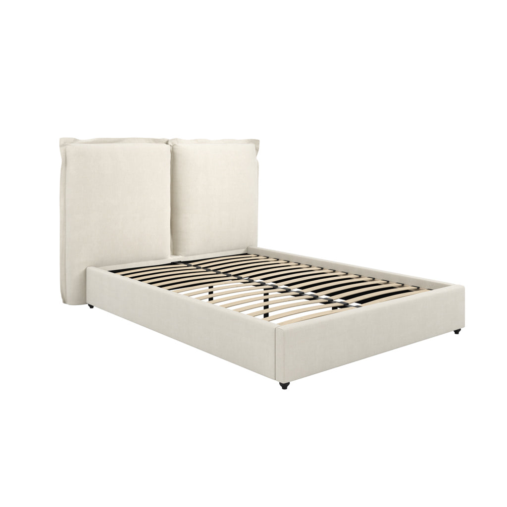 Camille Pillow Ivory Linen Double Bed