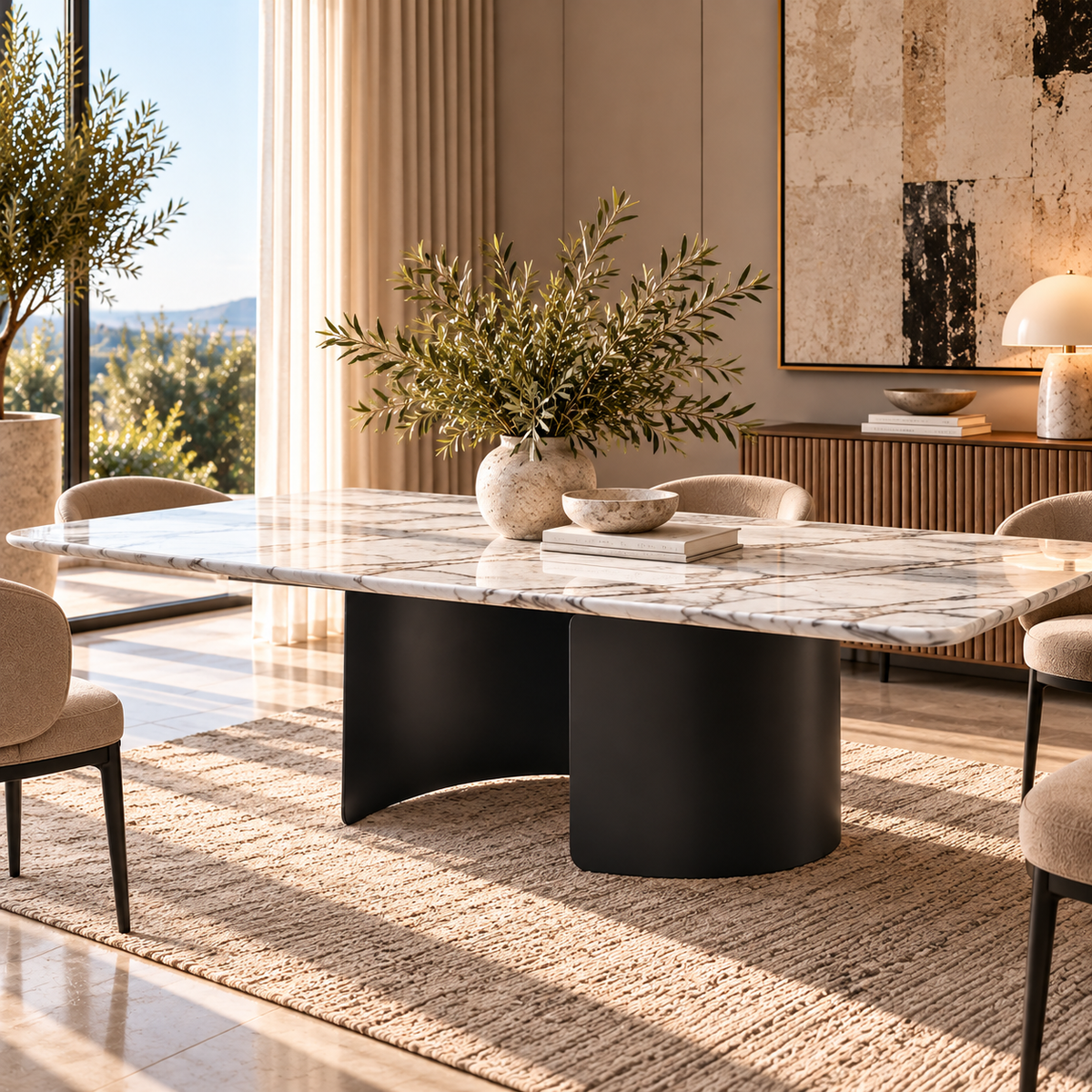 Boretti White Marble Dining Table 180cm/220cm/240cm