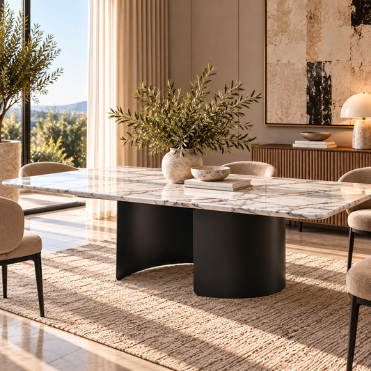 Boretti White Marble Dining Table 180cm/220cm/240cm