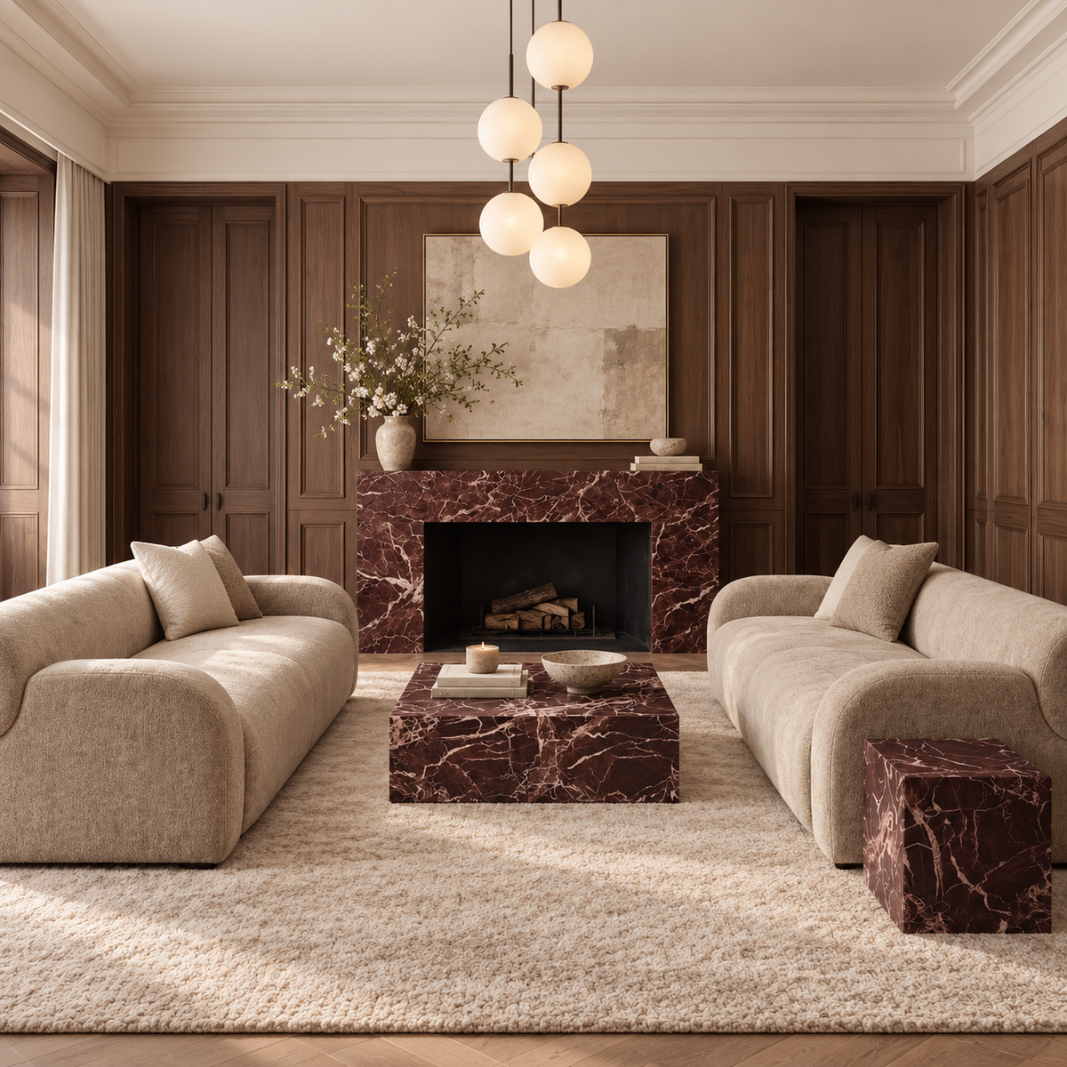 San Leo Rectangular Red Burgundy Coffee Table