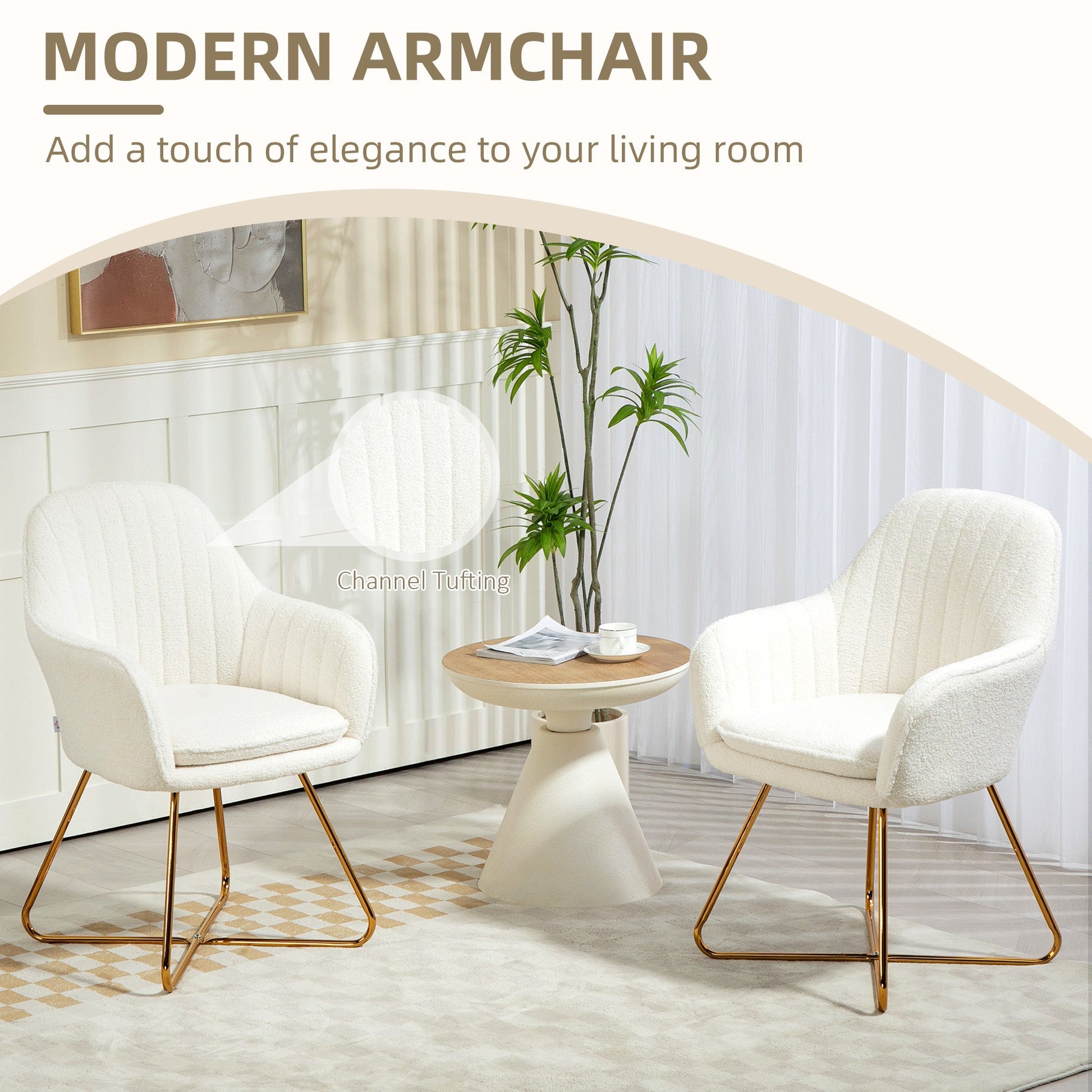 Set of Two Sherpa Fleece Dining Chairs - Cream