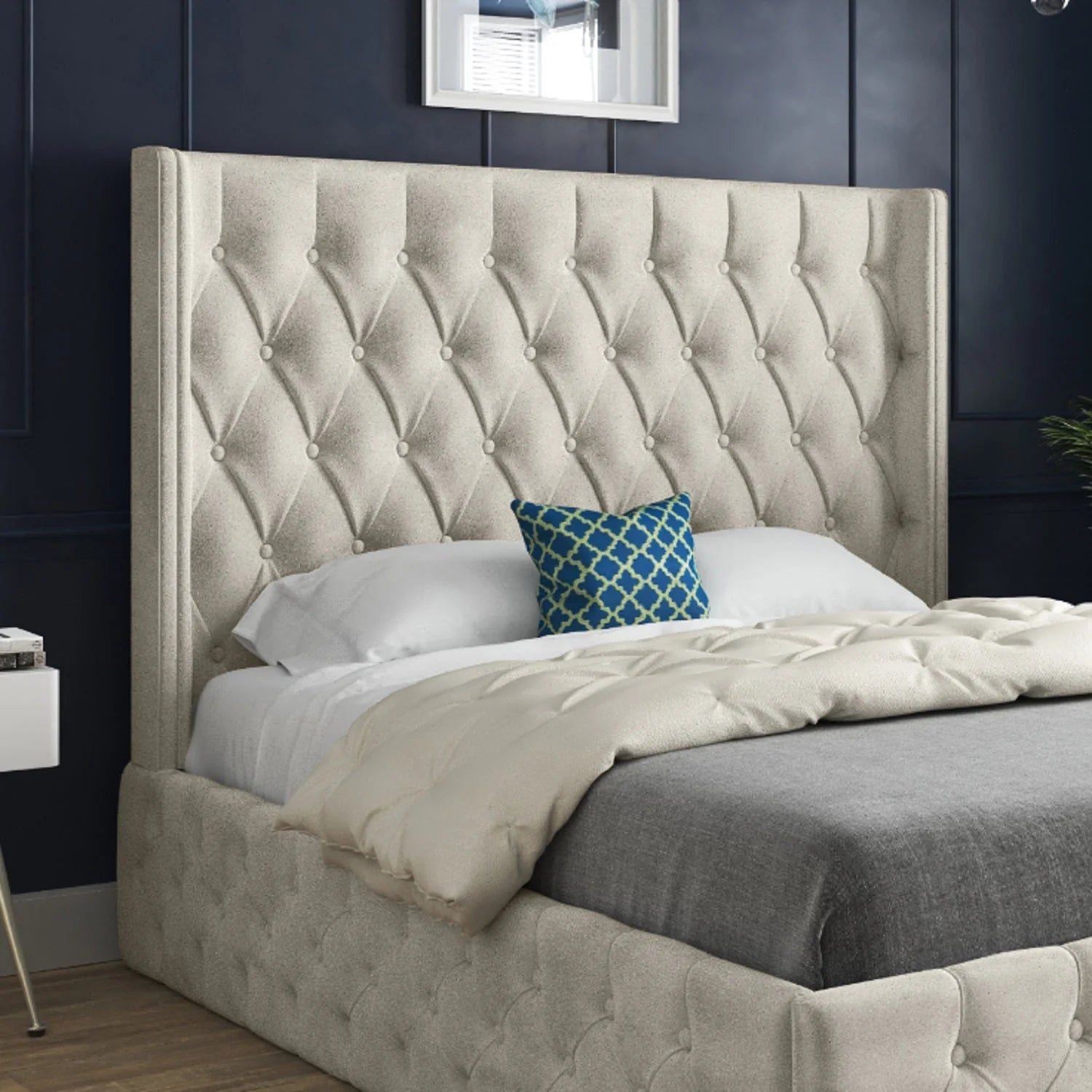 Tudor Straight Winged Upholstered Bed Frame