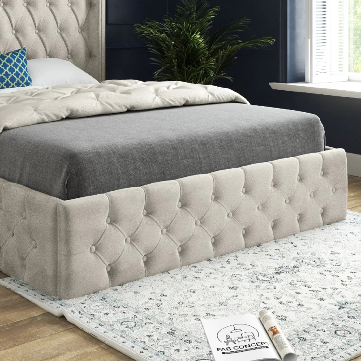 Tudor Straight Winged Upholstered Bed Frame