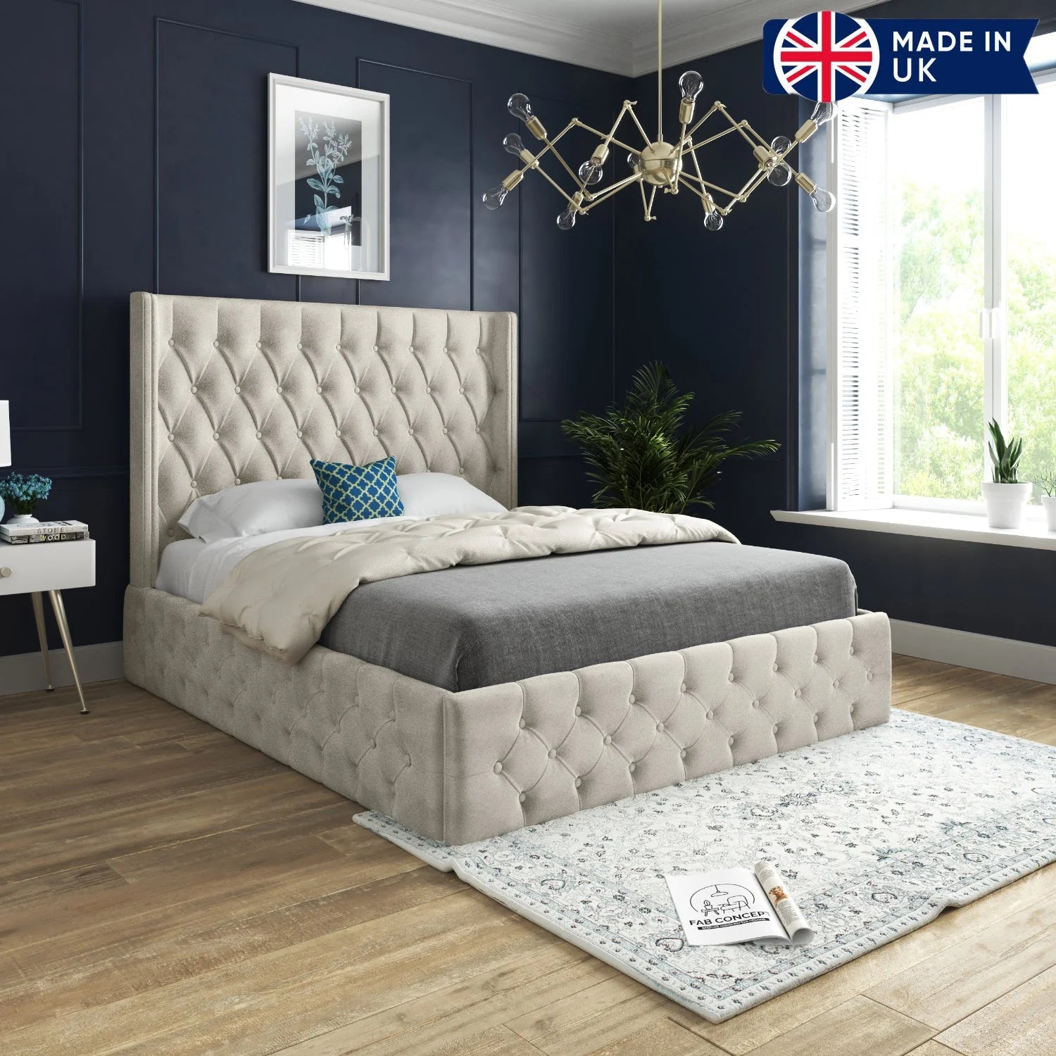 Tudor Straight Winged Upholstered Bed Frame