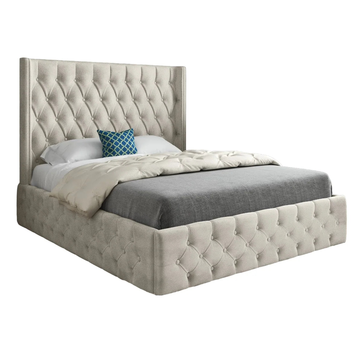 Tudor Straight Winged Upholstered Bed Frame