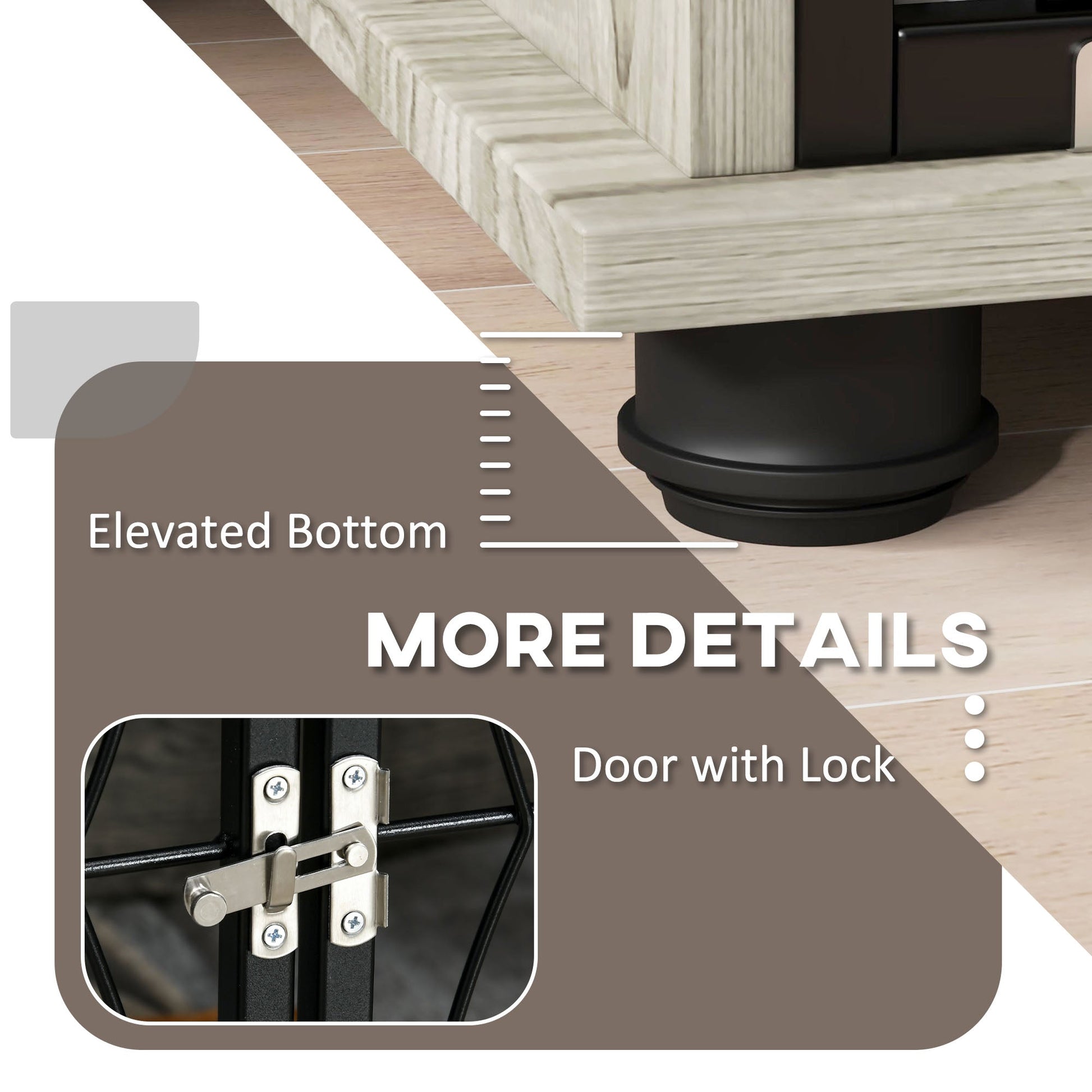 Dog Crate Furniture End Table w/ Plush Washable Cushion, Lockable Door, for Extra Large Dogs