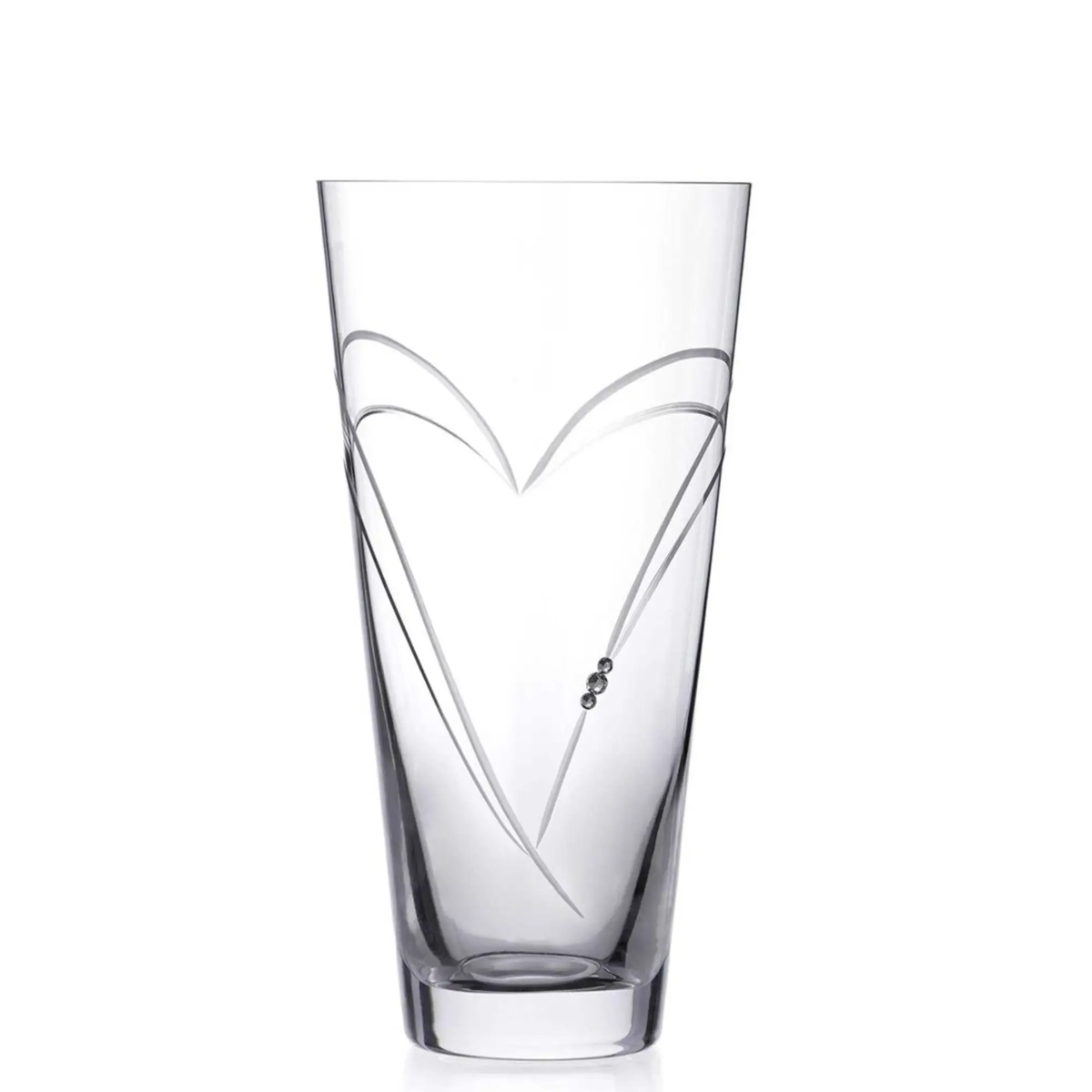 Diamante Vase with Heart Shaped Cutting - 30cm