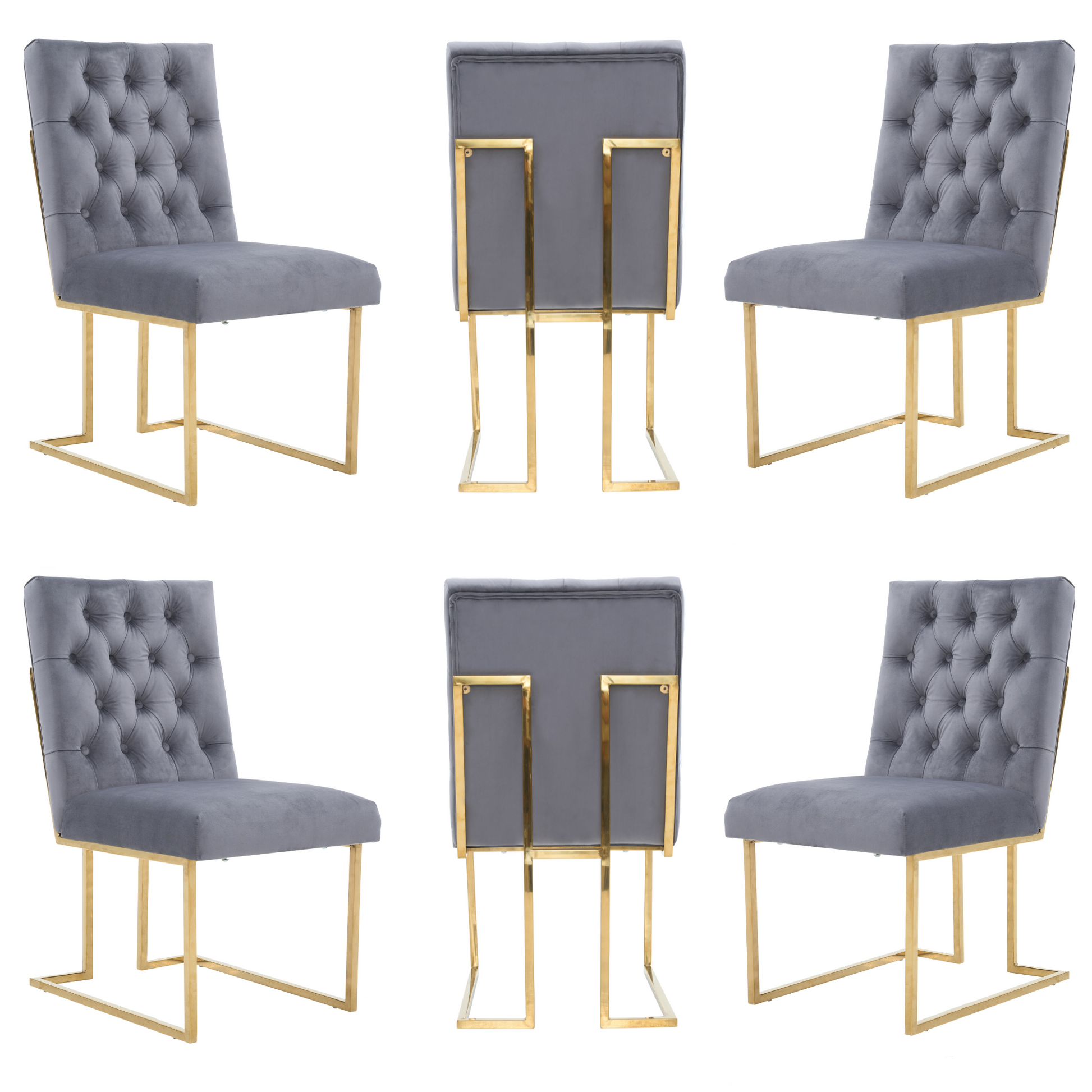 Siena Tufted Velvet Dining Chair – Gold Frame, Modern Luxury Accent