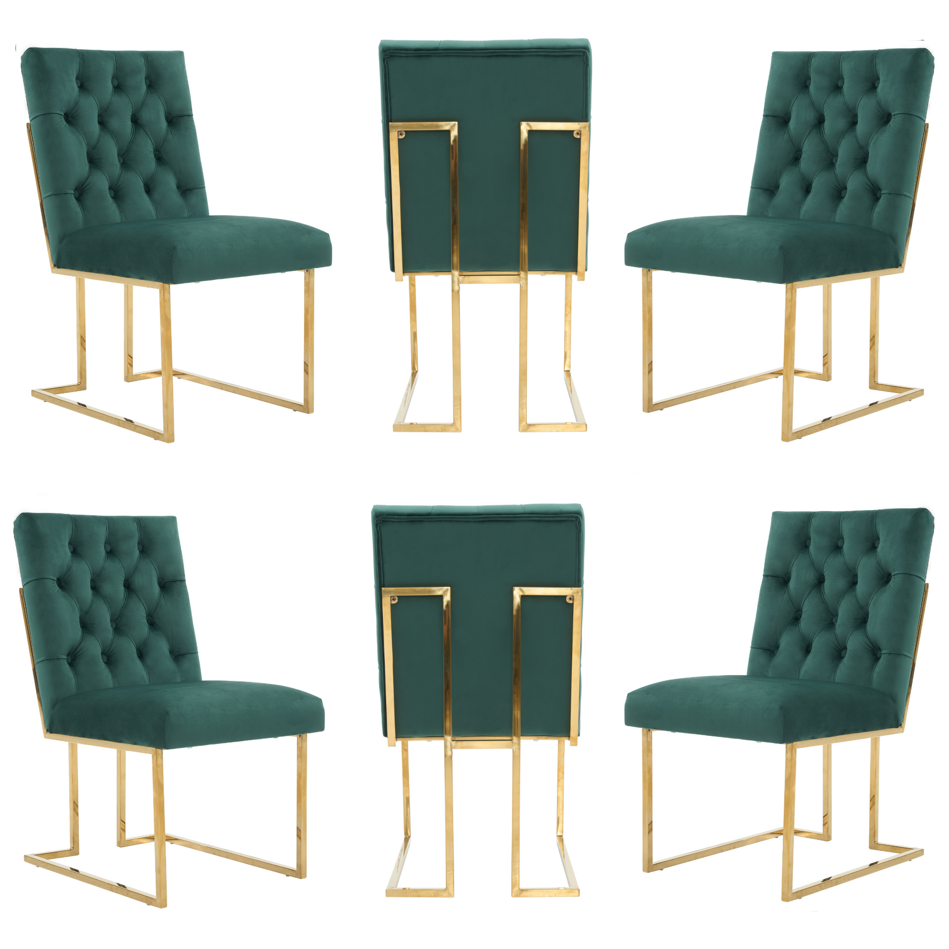 Siena Tufted Velvet Dining Chair – Gold Frame, Modern Luxury Accent