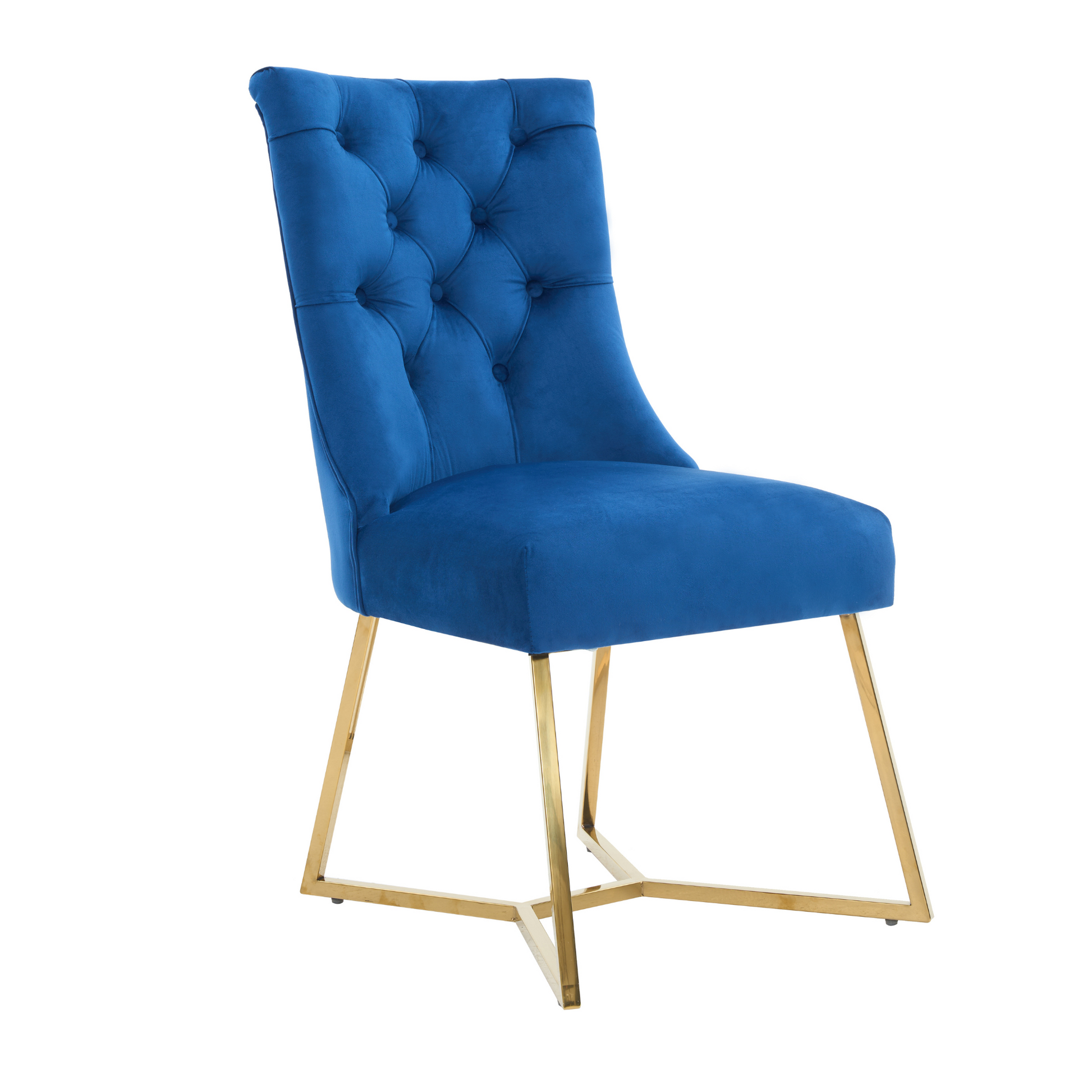 Velvet Dining Chair – Tufted Luxury Accent with Gold Legs & Ring Pull