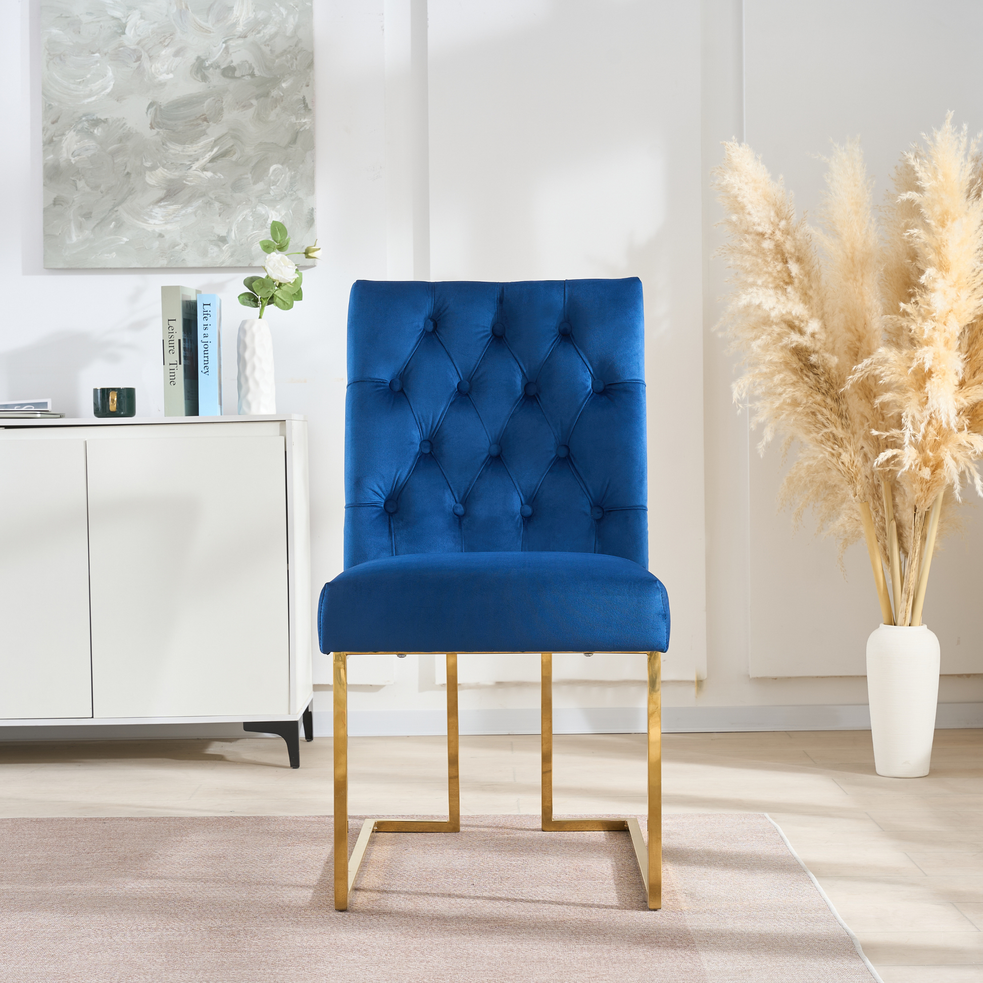 Siena Tufted Velvet Dining Chair – Gold Frame, Modern Luxury Accent