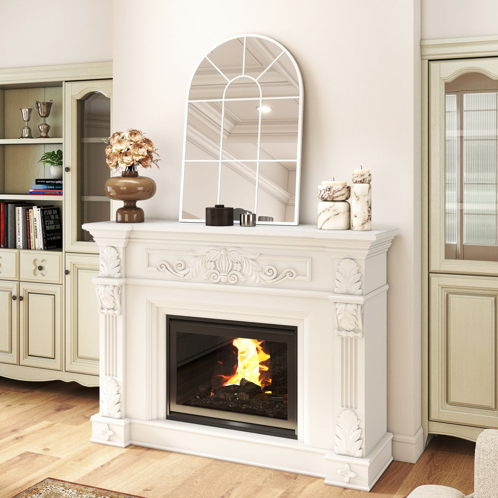 Arched Grid Mirror - White