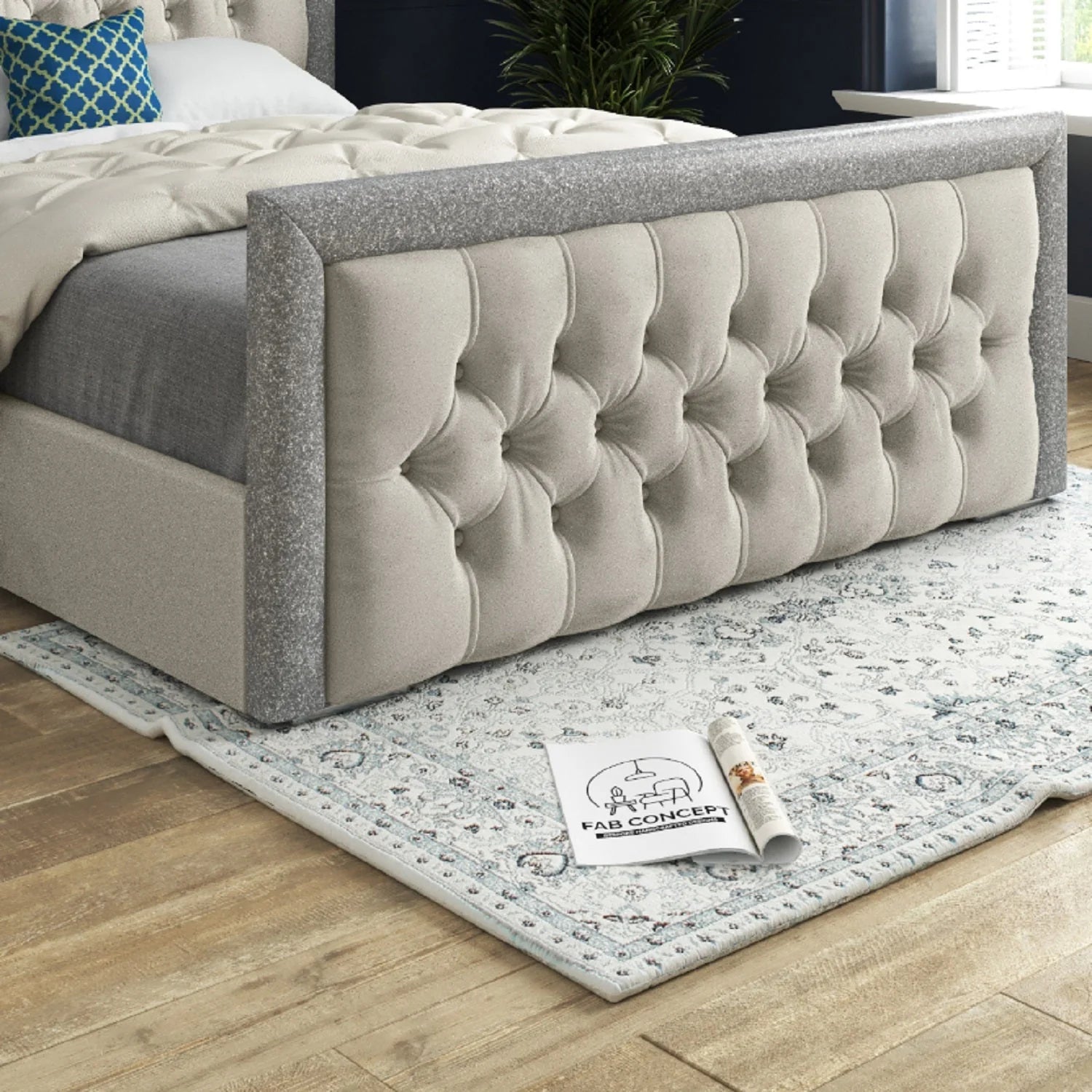 Anne Glitter Border Upholstered Bed Frame