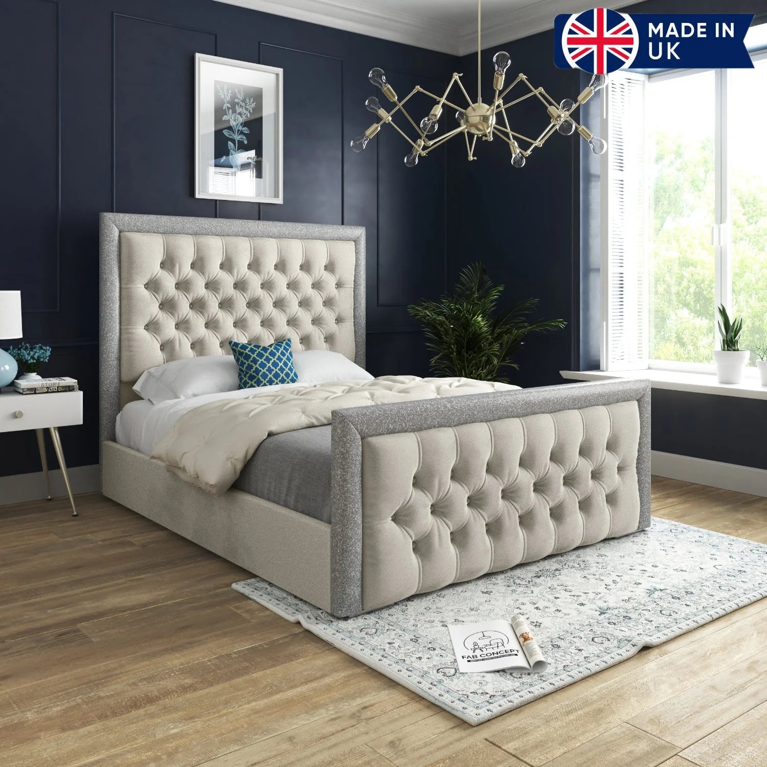 Anne Glitter Border Upholstered Bed Frame