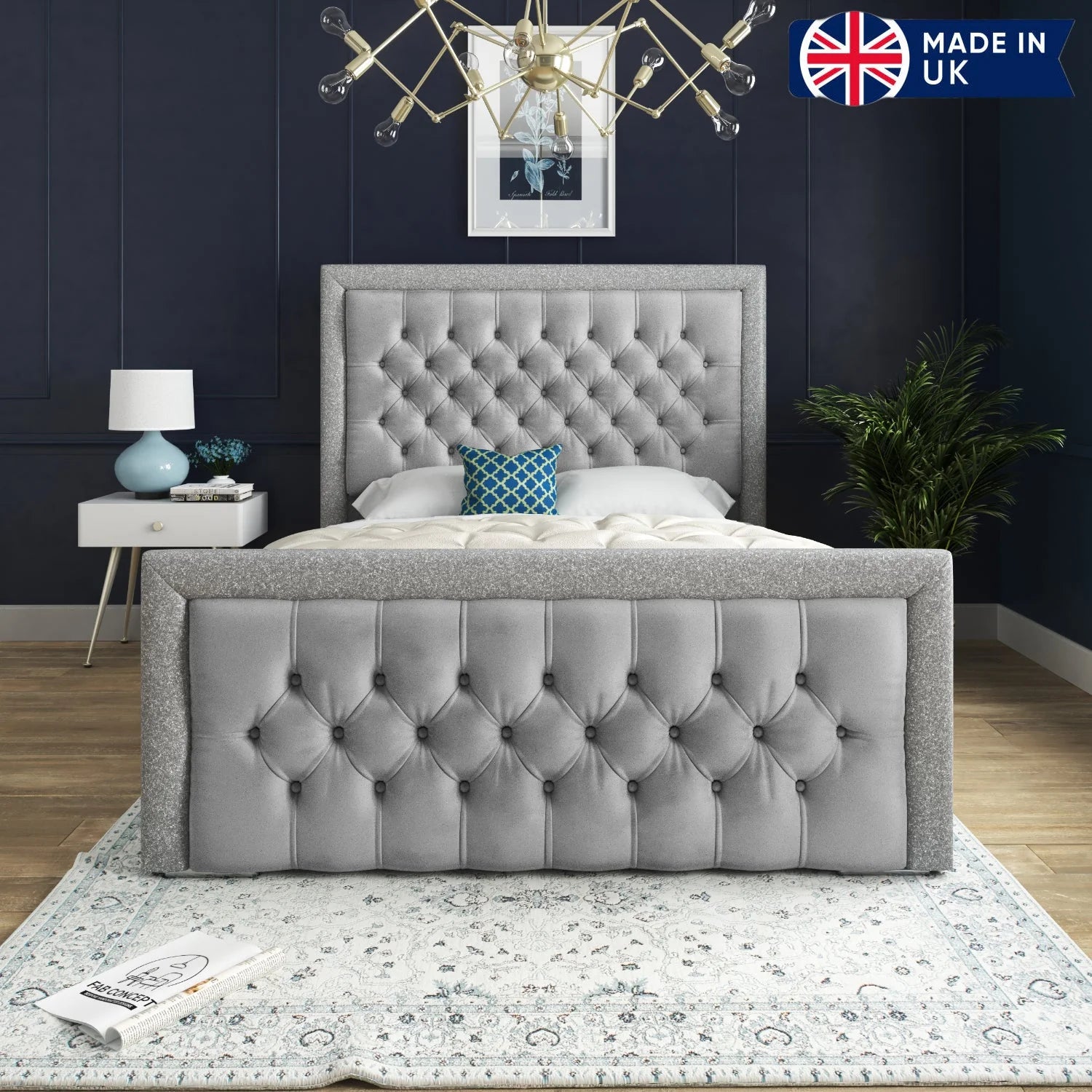 Anne Glitter Border Upholstered Bed Frame