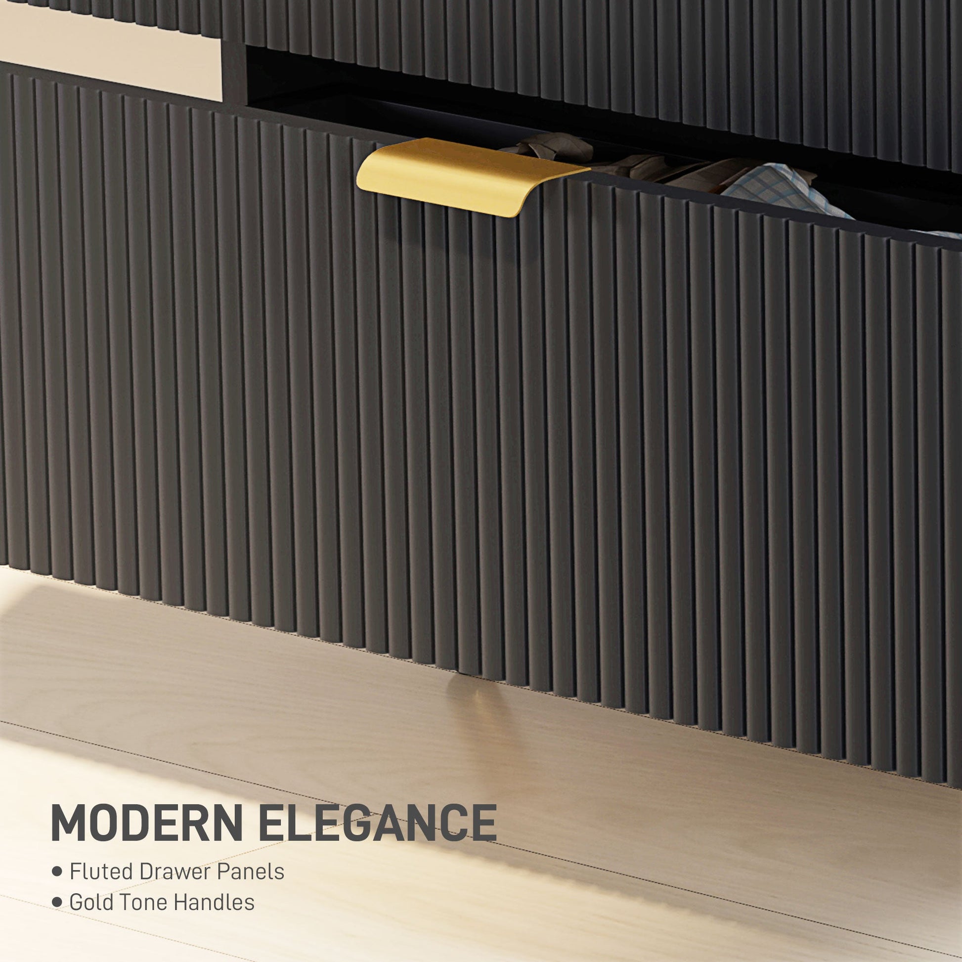Elegant Four-Drawer Chest Table - Black