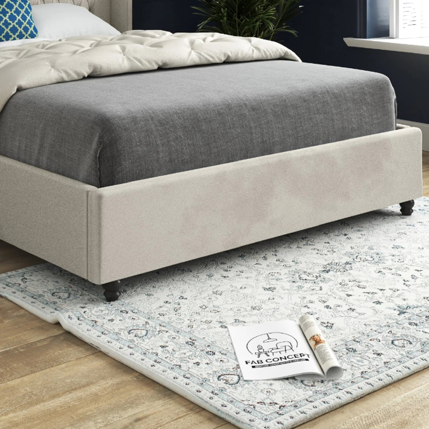 Vivian Straight Winged Upholstered Bed Frame