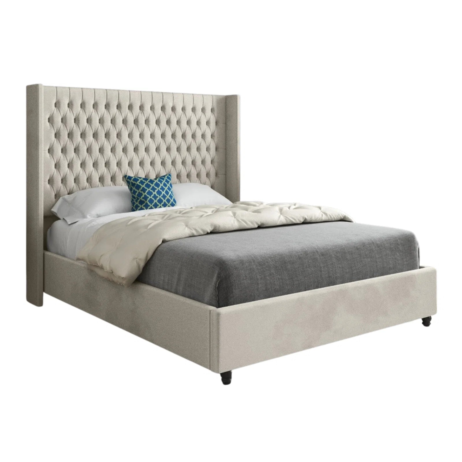 Vivian Straight Winged Upholstered Bed Frame
