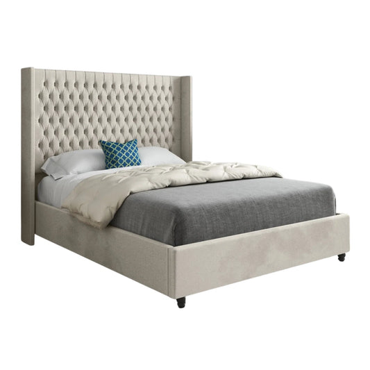 Vivian Straight Winged Upholstered Bed Frame