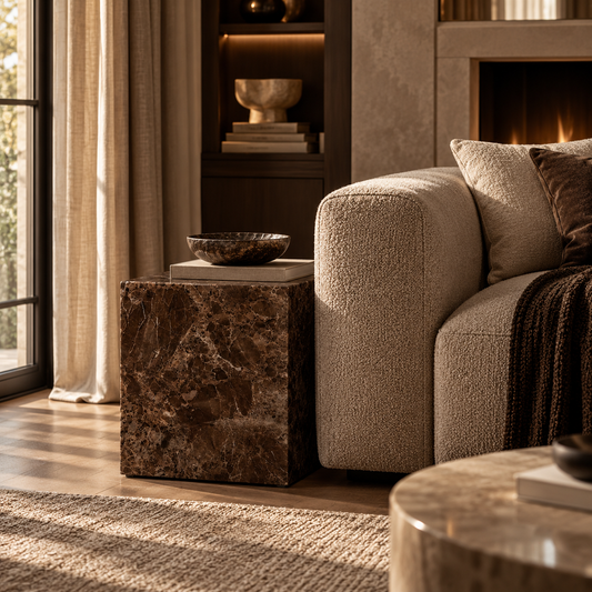 San Leo Brown Marble Side Table