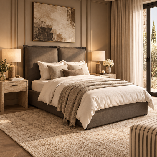 Camille Pillow Grey Linen Bed