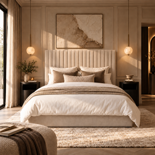 Zara High Velvet Fabric Ottoman Bed
