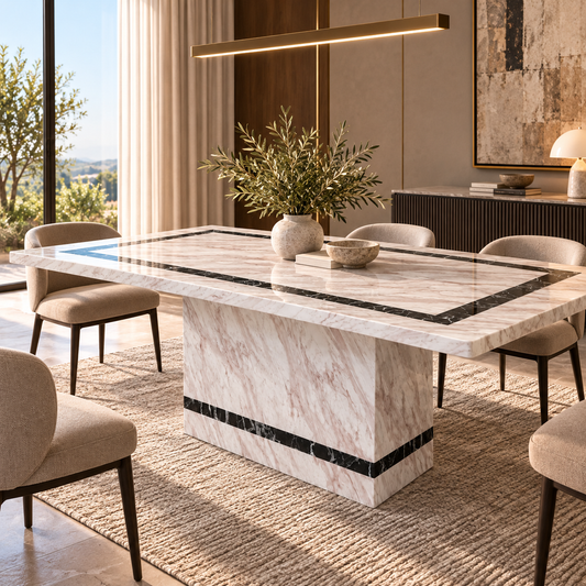 Asprilla Cream Marble Dining Table - 160cm/180cm/200cm
