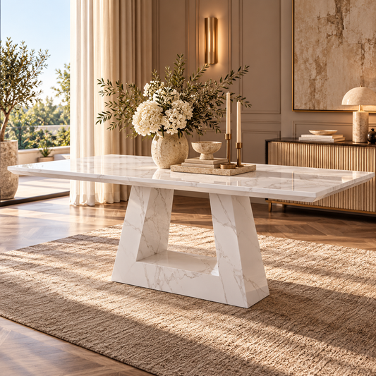 Palermo White Marble Dining Table - 160cm/180cm/200cm