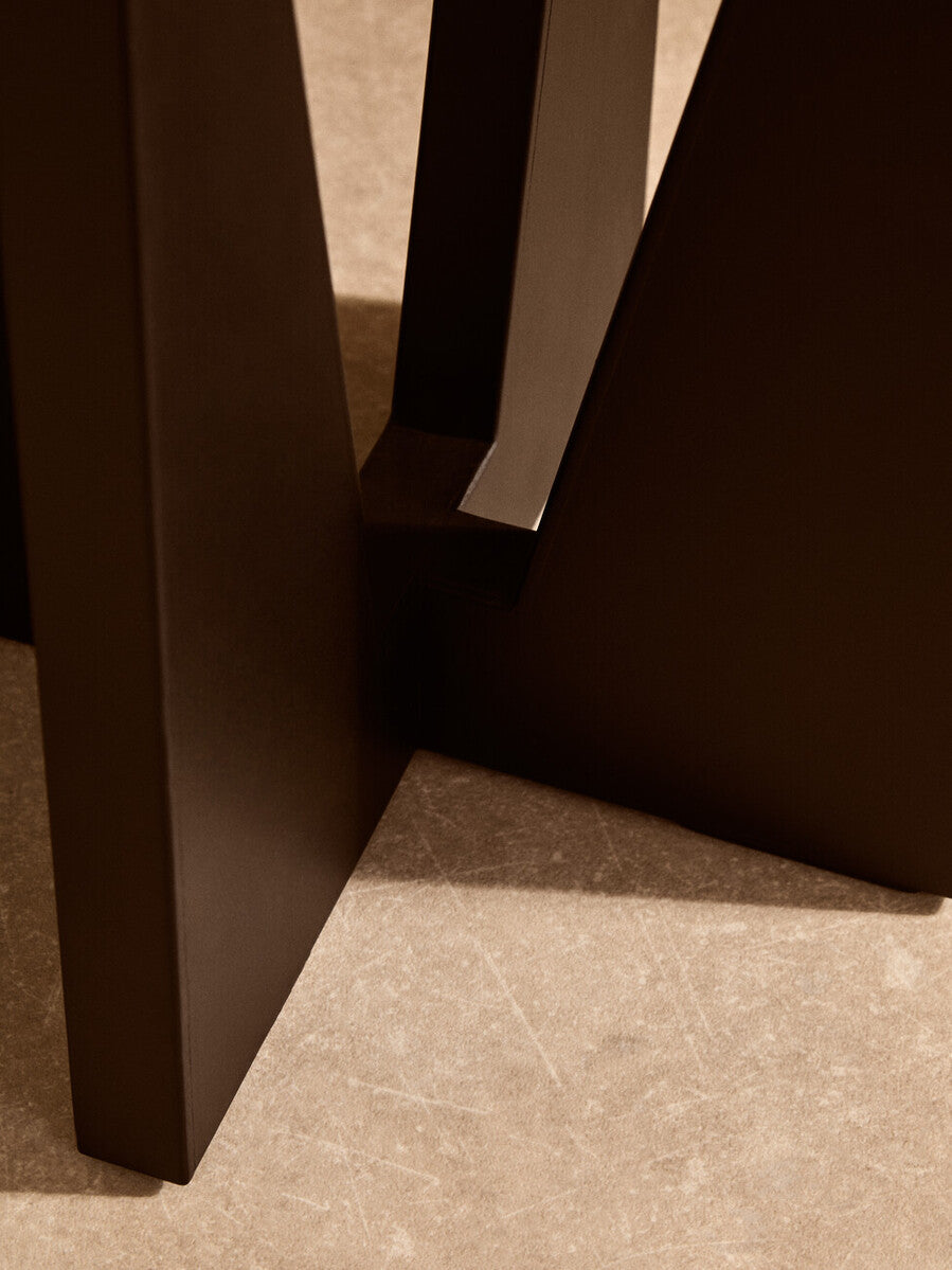 Winton Cream Travertine and Brown Finish Acacia Wood Side Table